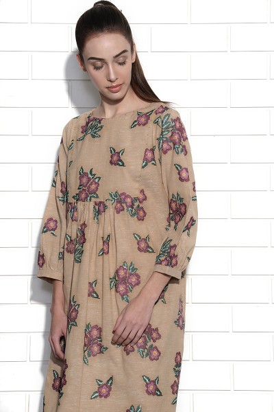 Popignac floral embroidery  dress